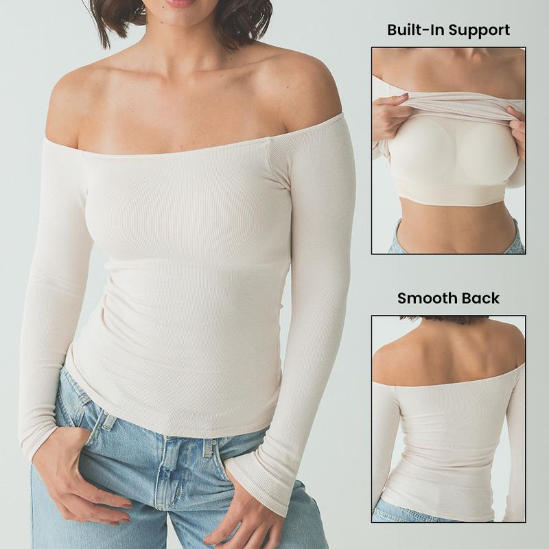 Noovou Ribbed Off The Shoulder Brami Top