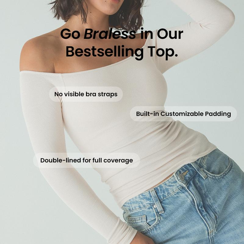 Noovou Ribbed Off The Shoulder Brami Top